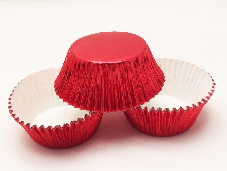48 Red Foil MINI Size Cupcake Liners Baking Cups Wrappers 48 Red Foil MINI Size Cupcake Liners Baking Cups Wrappers