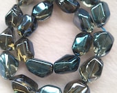 16 quot Strand Natural royal blue Crystal Quartz Beads, Faceted Polished Hammered Barrel Nuggets, 15-20mm Natural Rock Crystal Quartz