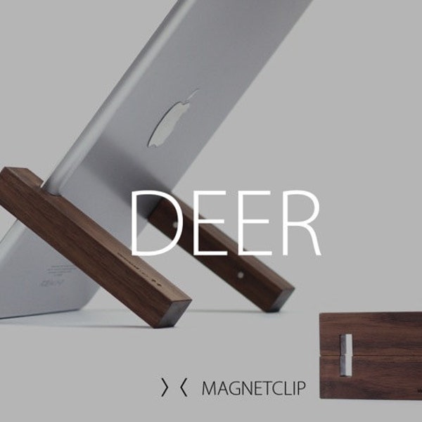 WoodUp DEER | The smartest Travel iPad Stand | solid walnut wood