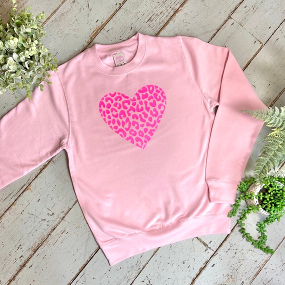Womens Neon Pink Leopard Print Heart 