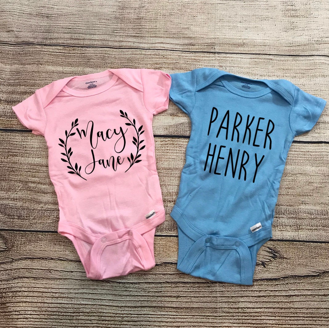 Gender Reveal and Name Reveal Baby Onesie Announcement Etsy