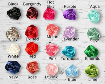 Satin Rolled Roses - Silky Fabric Rosette Flowers (Set of 2)