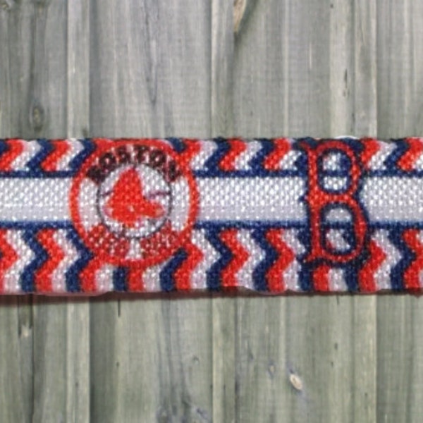 Boston Red Sox Chevron FOE - 5/8" Fold Over Elastic - 5 yards - Baseball World Series - Sports - Baseball Elastic