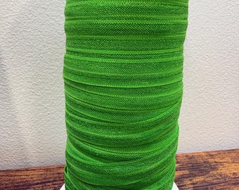 5 yds Green Fold Over Elastic: 5/8" Solid FOE, DIY Supplies