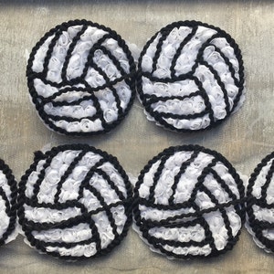 2pc 3" Volleyball Shabby Flowers - Shabby Flower Trim - Wholesale - Chiffon White Black Flowers - Sports Flower - Volleyball Flower