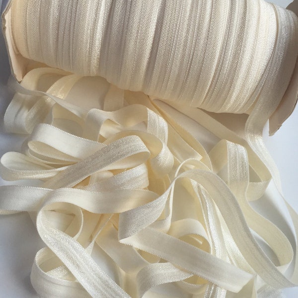 5 yds Antique White FOE - 5/8" Fold Over Elastic - 5 yards - Solid FOE - Cream Elastic - Wholesale - DIY - Wholesale Supplies