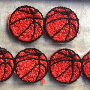 2pc 3" Basketball Shabby Flowers - Shabby Flower Trim - Wholesale - Shabby Chic - Chiffon Orange Black Flowers - Sports Flower