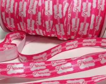 Pink White Princess FOE - 5/8" Fold Over Elastic - 3 yards 5 yards 10 yards - DIY Supply Supplies