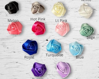 Satin Rolled Roses: 1.5" Silky Rosette Set of 2