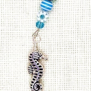 Seahorse, Ocean, Sea, Fish, Scissor Fob, Cross Stitch, Stitching, Embroidery, Bag, Scissors, Fob, Lanyard, Bling
