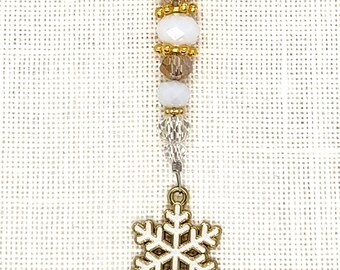 Snowflake, Enamel, Beige, Winter, Christmas, Frogger, Picker, Needle, Cross Stitch, Embroidery, Stitch, Tapestry