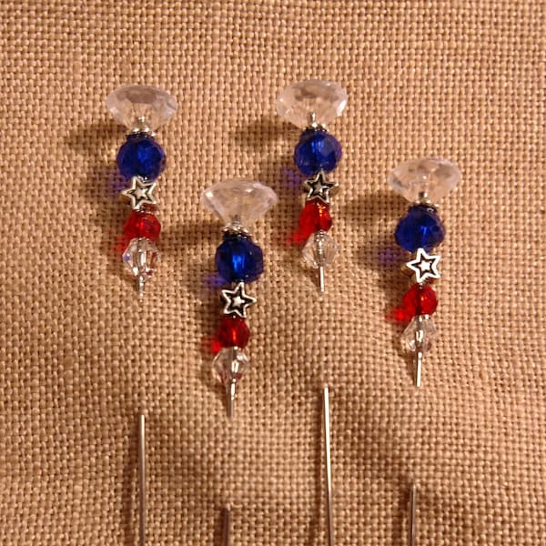 Americana, Patriotic, Flag, Counting Pin, Decorative Pin, Cross Stitch, Stitchers, Scrapbookers, Pin Cushion, Stars, Red, White, Blue