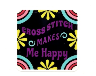 Cross Stitch, makes me, Happy, Needle Minder, Sewing, Embroidery