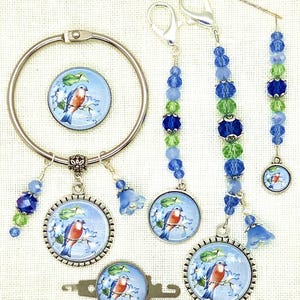 Bluebird, Bird, Bluebell, Flower, Cross Stitch, Scissor Fob, Needle Minder, Floss Ring, Threader, Zipper Pull, Frogger, Stitching, Sewing