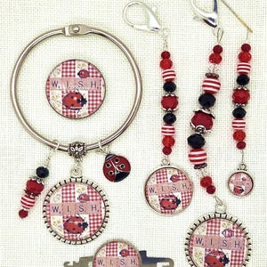 Ladybug, Wish, Plaid, Bug, Cross Stitch, Scissor Fob, Needle Minder, Floss Ring, Threader, Zipper Pull, Frogger, Stitching, Sewing