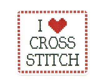 I, Heart, Love, Cross Stitch, Needle Minder, Sewing, Embroidery