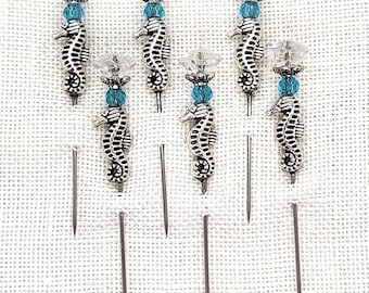 Seahorse, Ocean, Sea, Counting Pin, Decorative Pin, Pin, Cross Stitch, Stitchers, Scrapbookers, Seamstress, Pin Cushion