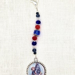 Girl Holding, Flags, Patriotic, America, Cross Stitch, Scissor Fob, Stitch, Stitching, Assessory, Embroidery, Scissors, Fob, Bag