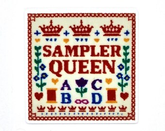 Sampler, Queen, Crown, Threads, Needle Minder, Cross Stitch, Sewing, Embroidery
