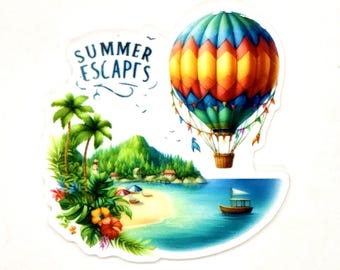 Summer, Escapes, Balloon, Beach, Ocean, Island, Needle Minder, Cross Stitch, Sewing, Embroidery