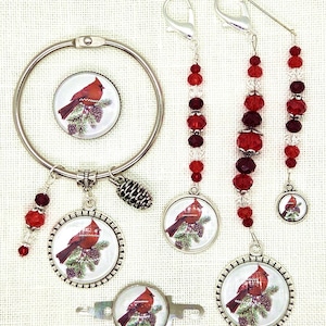 Cardinal, Bird, Winter, Nature, Cross Stitch, Scissor Fob, Needle Minder, Floss Ring, Threader, Zipper Pull, Frogger, Stitching, Sewing