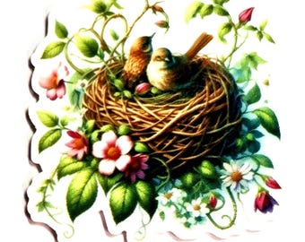 Birds, Nest, Tree, Spring, Needle Minder, Cross Stitch, Needle, Stitching, Sewing, Embroidery