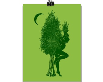 Redwood Mother Tree with Baby Illustration 8x10" Print - 8x10"