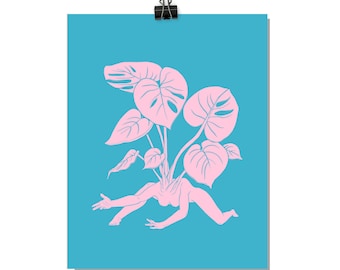 Monstera Botanical Lady 8x10" Museum-Grade Matte Print - 8x10"