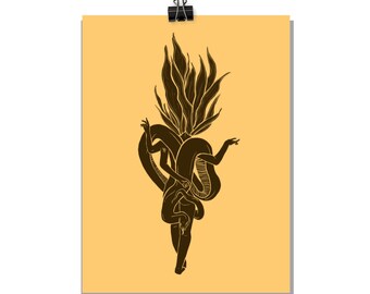 Snake Plant Botanical Lady 8x10" Museum-Grade Matte Print - 8x10"