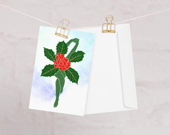 Holiday Holly Lady - December's Birth Month Flower Greeting card