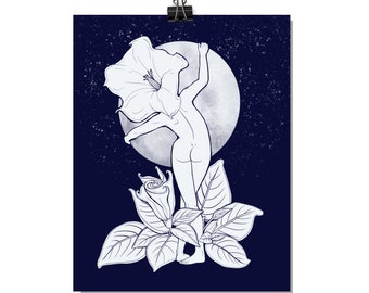 Datura Moon Flower (Jimson Weed) Woman 8x10" Museum-Grade Matte Print - 8x10"