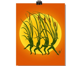 Cattail Dancers 8x10" Museum Grade Art Print - 8x10"