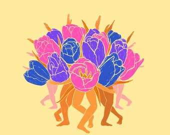 Tulip Ballet 10x10" Museum Grade Art Print - 8x10"