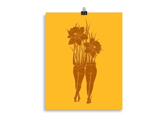 Daffodil March Birth Month Flower Sisters 8x10" Museum Grade Print - 8x10"