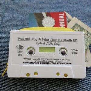 Custom Cassette Tape Wallet (Made to Order: Choose 2 colors - with or w/out Googley Eyes - )