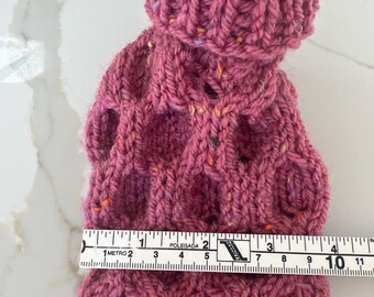 9” Hand-Knitted Wool Blend Dog Jumper – Chihuahua Toy Breed Aran Coat