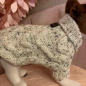 Cream mix 8/9 inch Chihuahua Sweater Coat Clothes For small sized dog Clothing ApparelToy Coat Jumper Jacket unique to me 25% wool