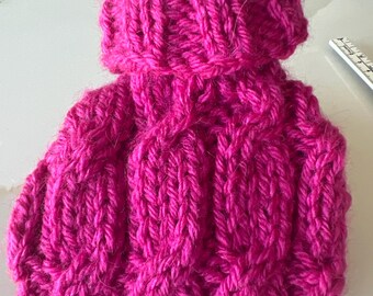 8-10 inch Hand Knitted Aran Cable Dog Jumper – Warm Puppy Coat for Toy Breeds