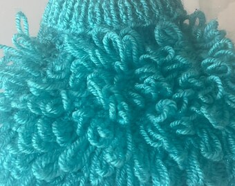 9 inch Turquoise Sparkly  Dog Jumper, Acrylic, Small Breed Toy Dog Coat