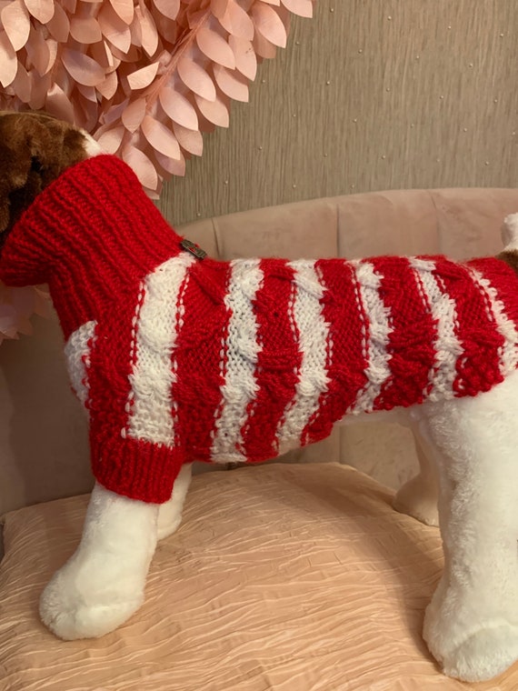 手編みの犬用セーター、小型犬/子犬用ウールジャンパー（12～13インチ