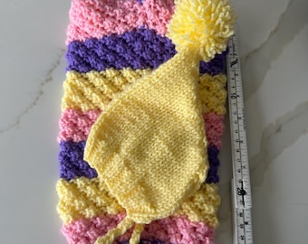 Hand-Knitted Dog Coat and Hat Set, Small Dog Chihuahua Yorkshire Terrier Breed