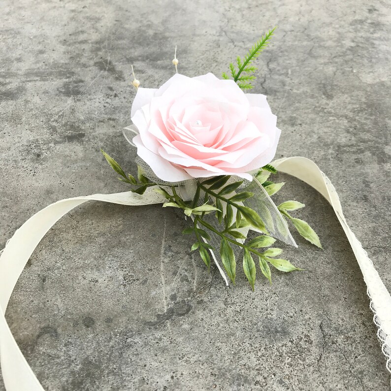 Paper Flower Corsage Wristlet Wedding Corsage Color Etsy