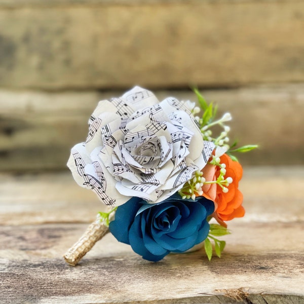 Music note paper boutonniere - Customizable colors