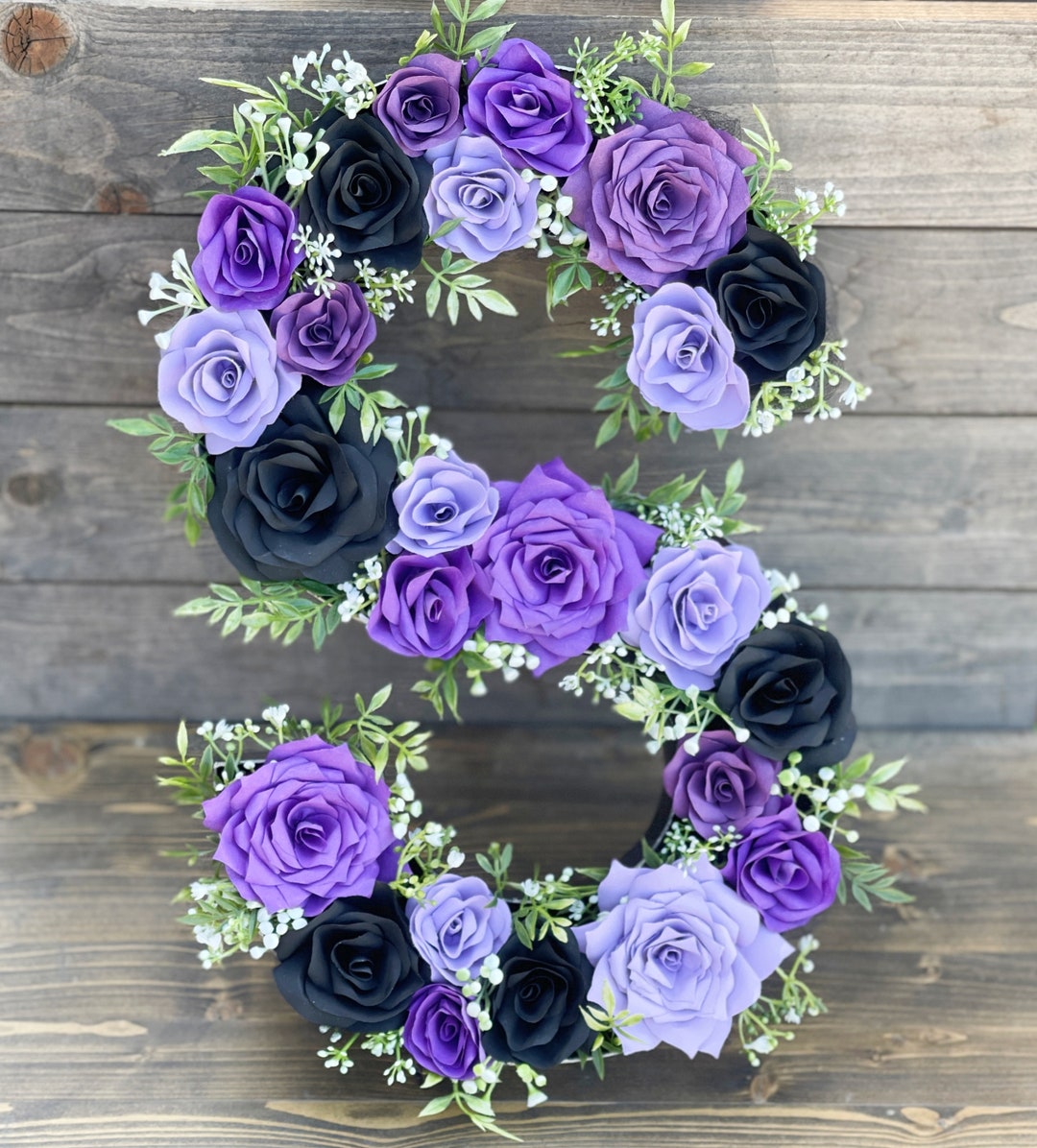 Floral Letter: Black & Purple Paper Flower Initial - Wedding Decor - Etsy