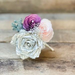 Book Page Paper Corsage or Boutonniere Customizable colors to suit your event image 3