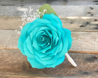 Paper Rose Boutonnieres - Customizable colors