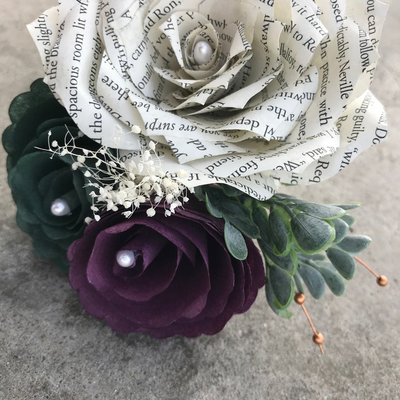 Book Page Paper Corsage or Boutonniere Customizable colors to suit your event image 9