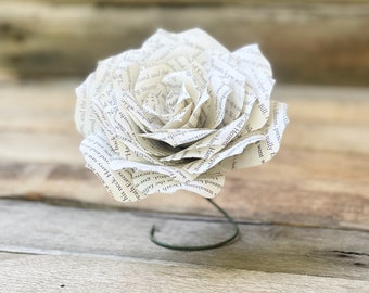 Book page paper rose - Sold individually in 3 or 5 inch size
