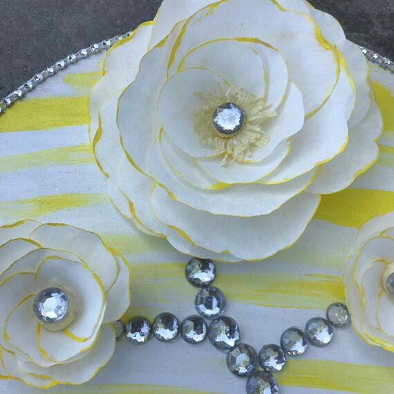 yellow and white 3d paper flower wall art decor 3d paper flower wall art