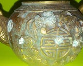 Chinese Yixing Qianlong Brass Bat Censer with lid